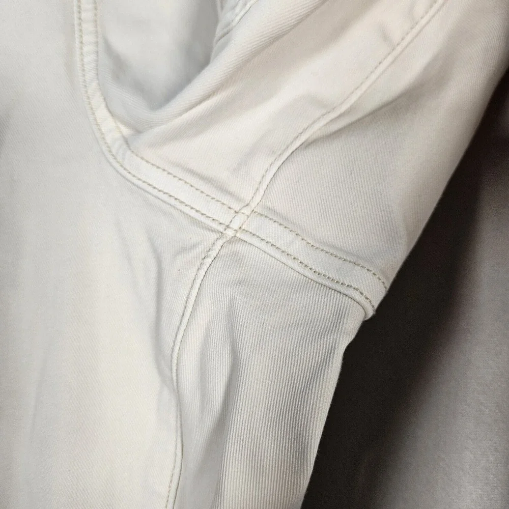 SPANX Jeans Women's M 28x29.5 Stretch Twill Cargo‎ Ivory Pockets Hem Zip Joggers
